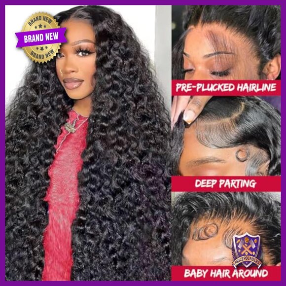 13x6 HD Lace Front Human Hair Wig 200% Density Deep Wave Glueless
